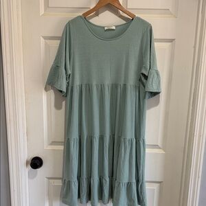 Elegant Seafoam Green Tiered Dress